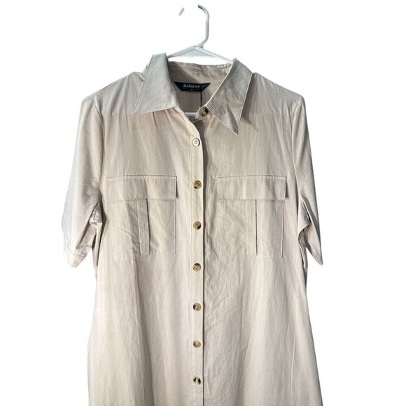 Allegra K Summer Safari Dress Collared Button Down Cotton Shirtdress Size M NWT - Picture 4 of 9